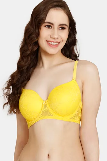 Buy Rosaline Padded Wired 3/4th Coverage Lace Bra - Aspen Gold